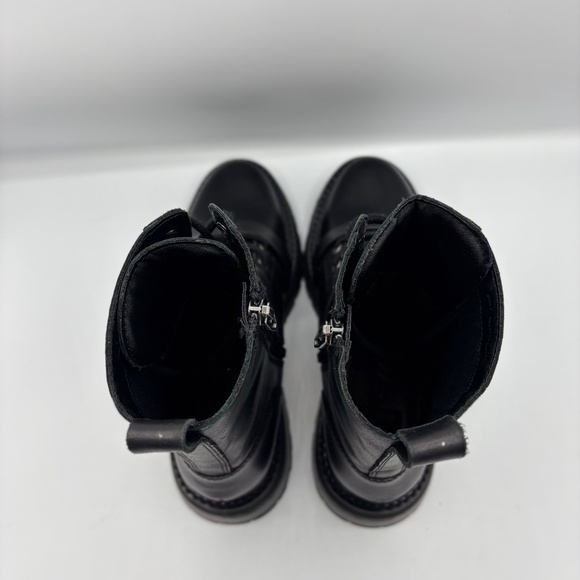 Dolce Vita Black Combat Boots Size 7 Lug Sole Buckle Leather Zip - Picture 8 of 15